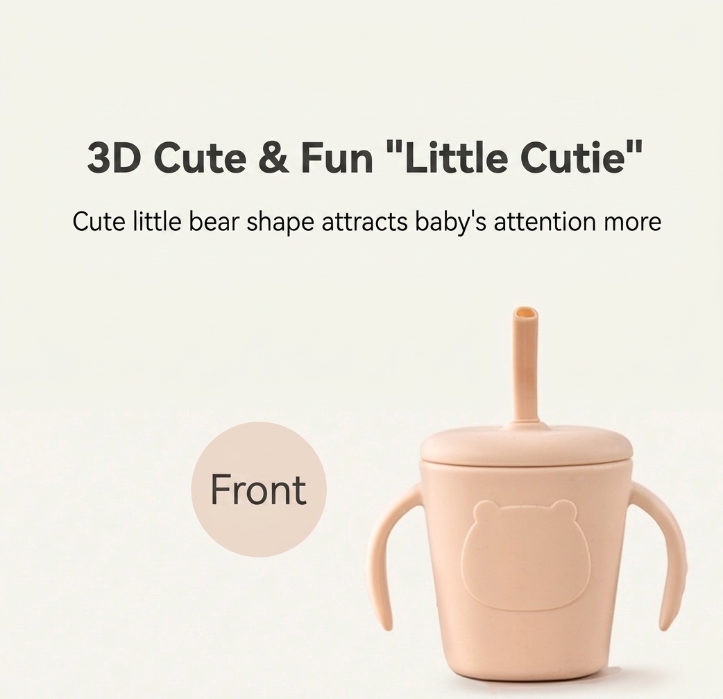 Vaso de silicona para bebés con asas y pajita - Antiderrames