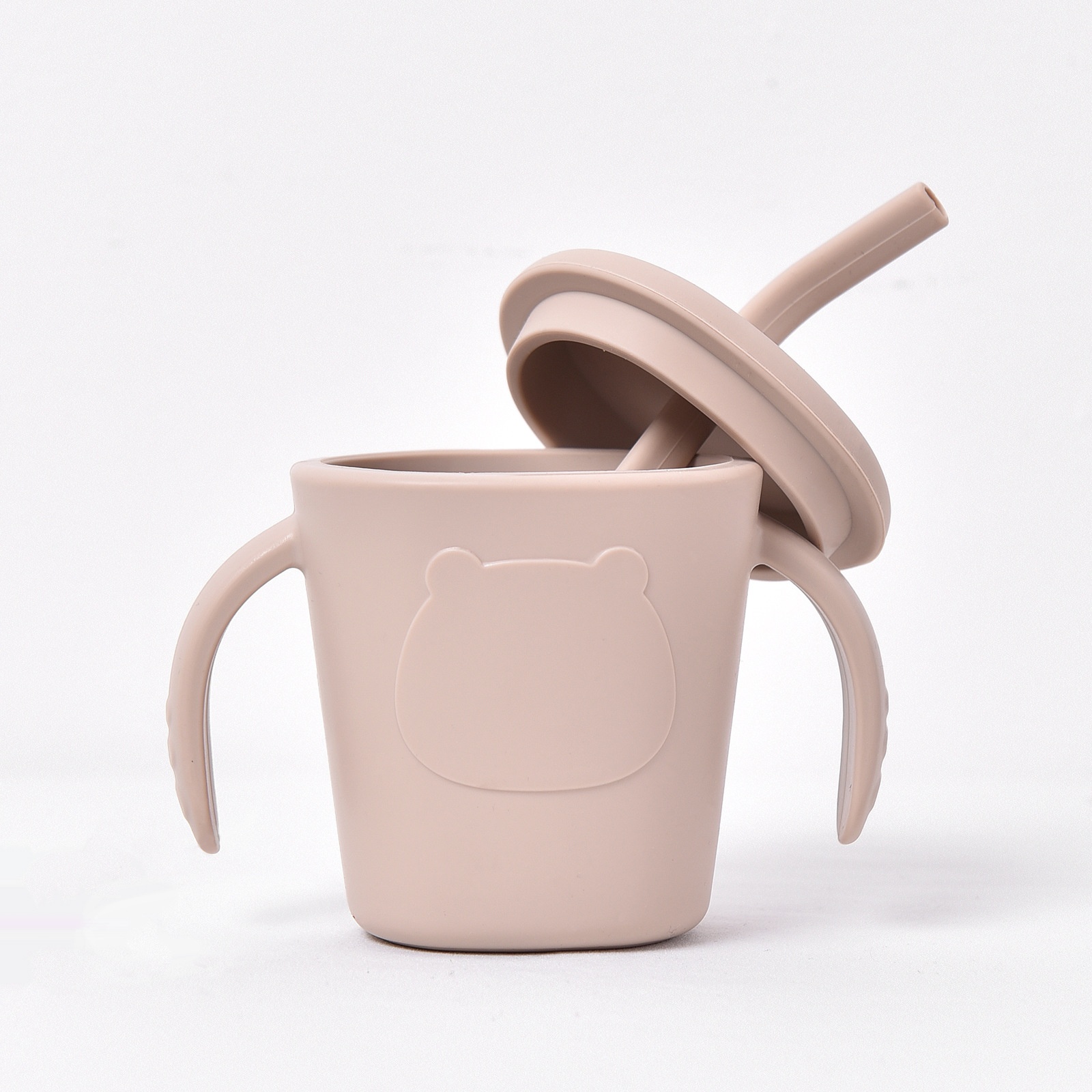 Vaso de silicona para bebés con asas y pajita - Antiderrames