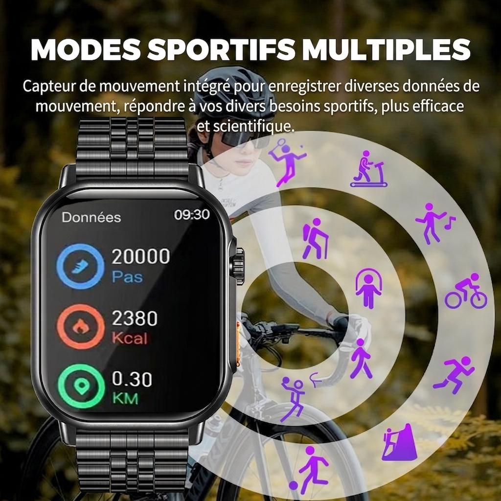 Montre connectée avec appels Bluetooth et suivi d'activité physique CXI-00001