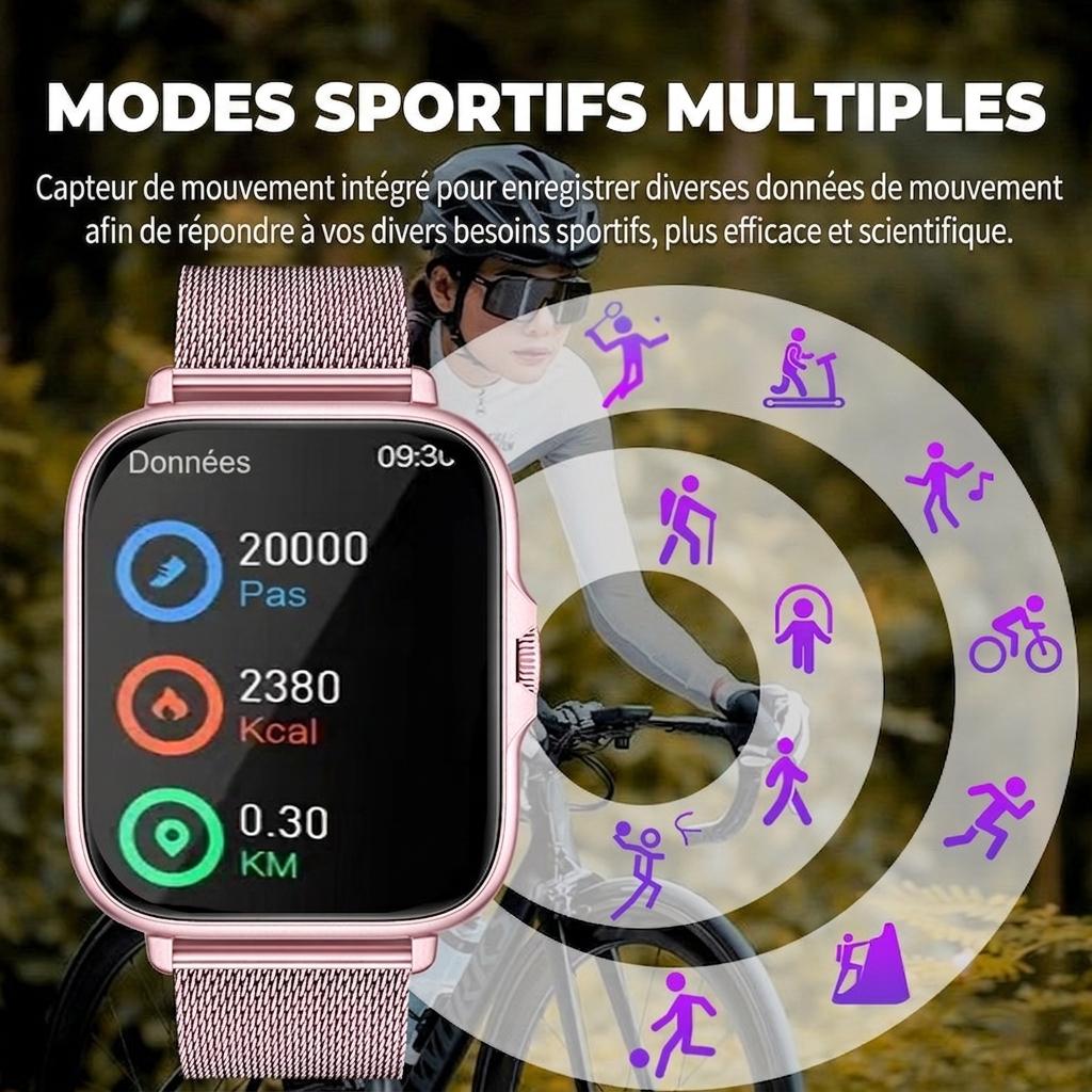Montre connectée GT2 - Bracelet en silicone avec appels sans fil, suivi d'activité et notifications CXI-00003