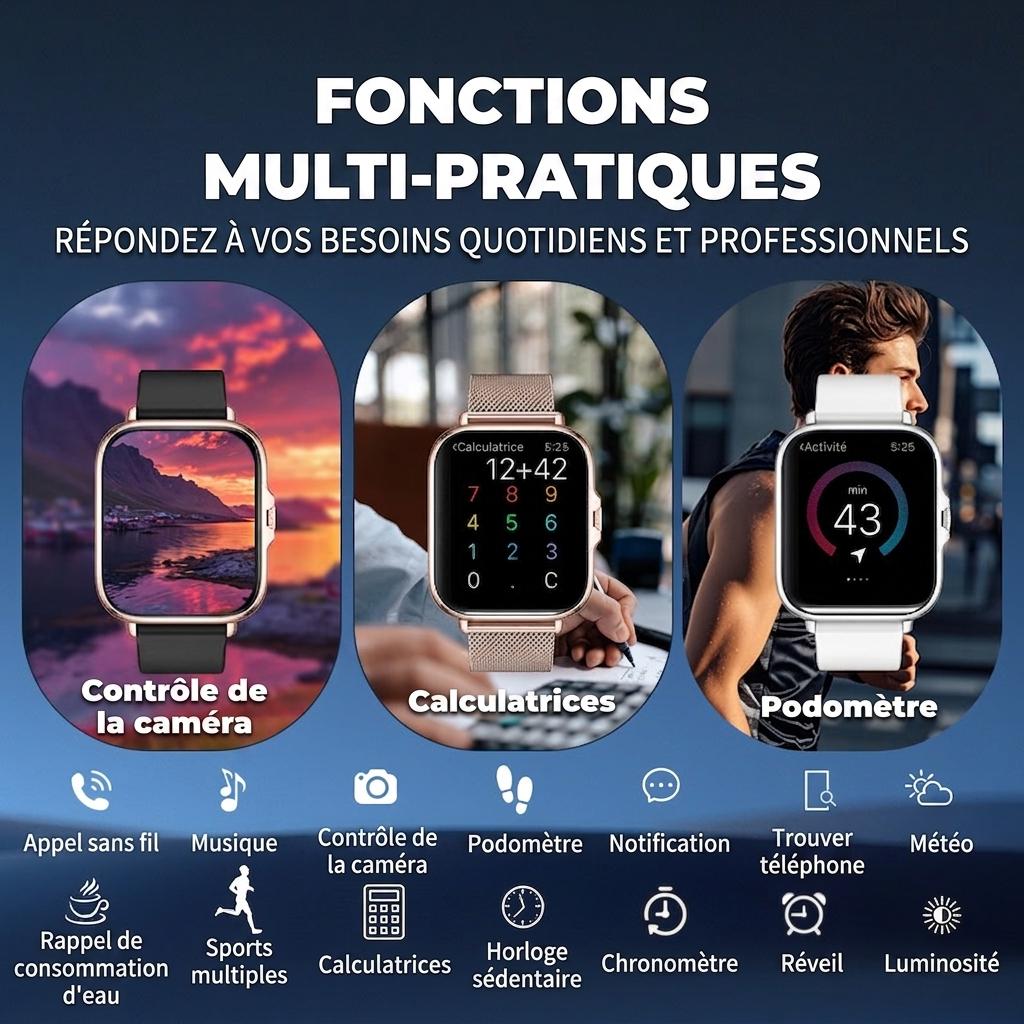 Montre connectée GT2 - Bracelet en acier inoxydable avec appels sans fil, suivi d'activité et notifications CXI-00004