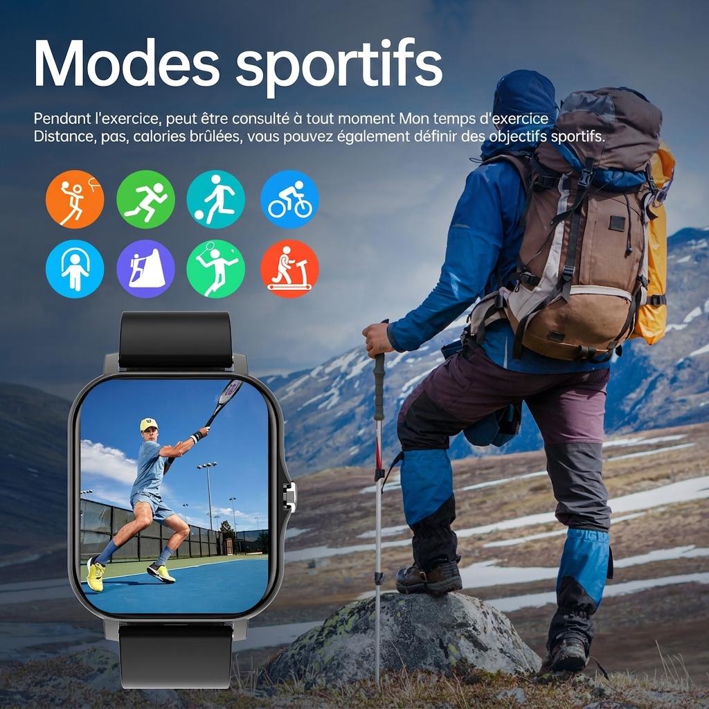 Montre connectée avec écran tactile 1,83" et suivi d'activité physique CXI-00006