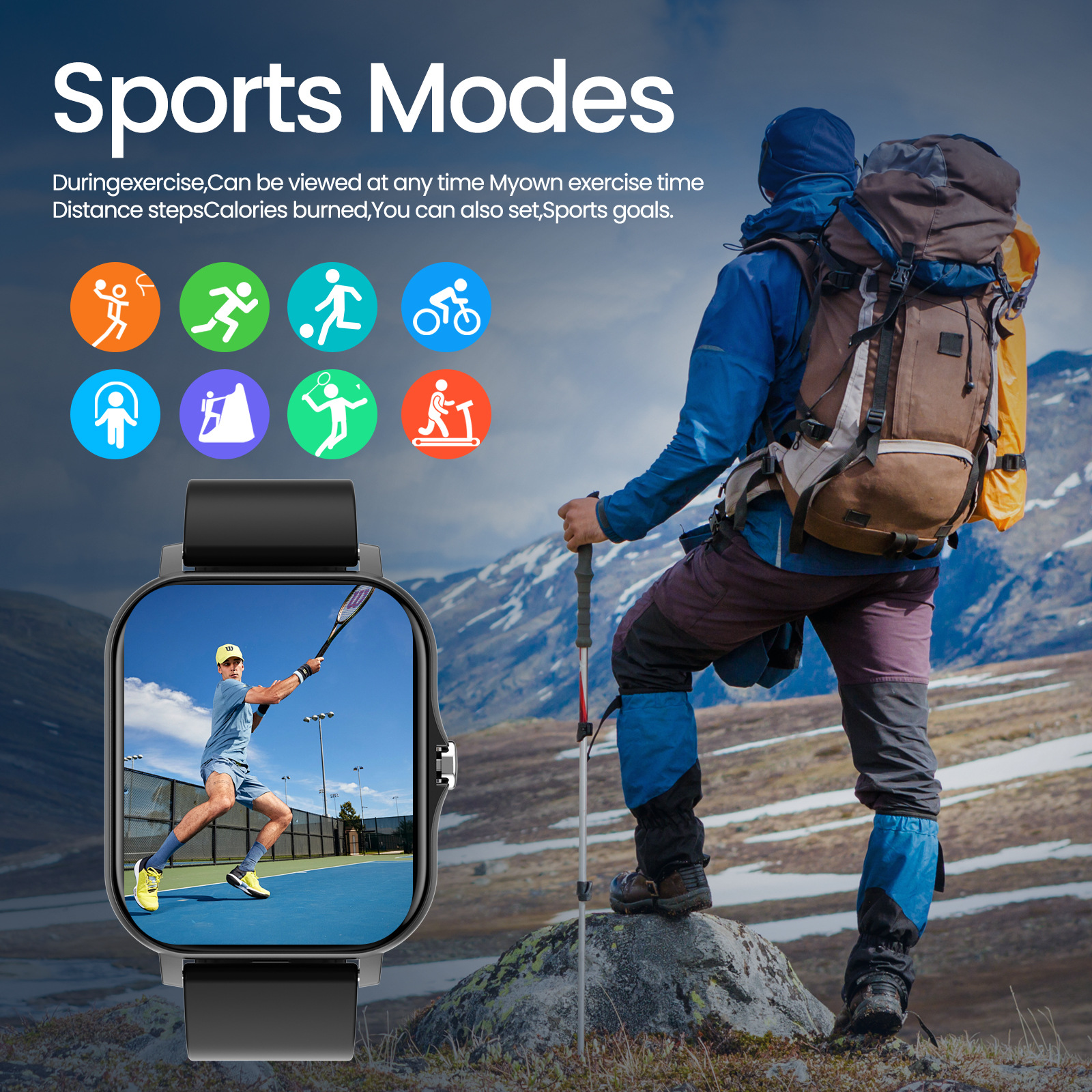 Reloj inteligente con pantalla táctil completa de 1,83" y monitor de actividad física CXI-00006