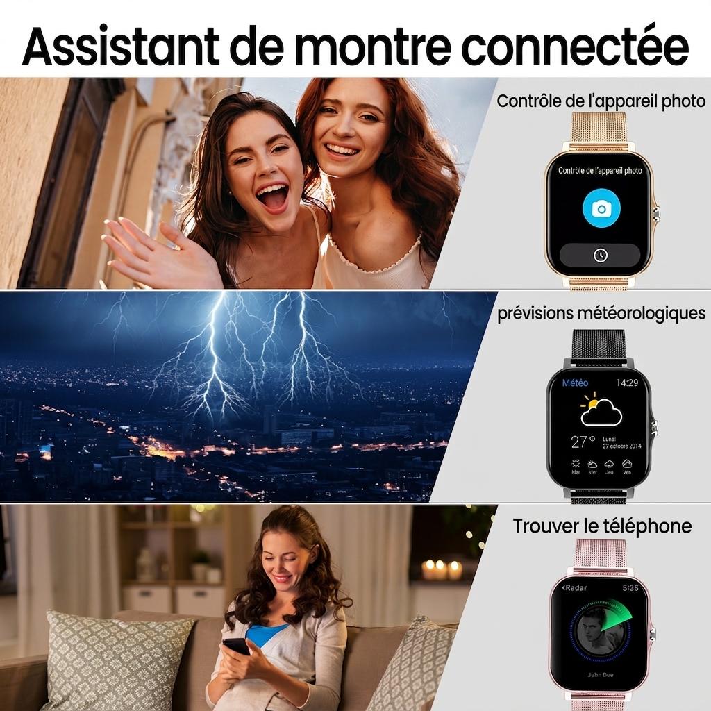 Montre connectée avec écran tactile 1,83" et suivi d'activité physique CXI-00006