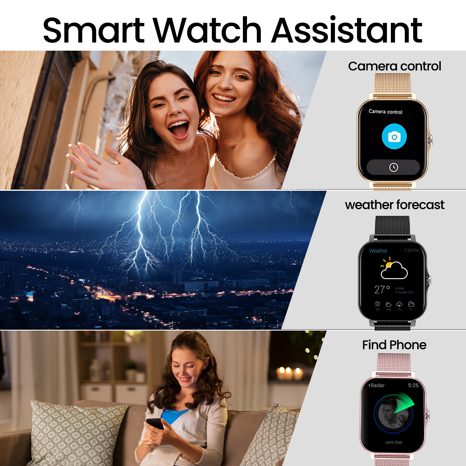 Reloj inteligente con pantalla táctil completa de 1,83" y monitor de actividad física CXI-00006