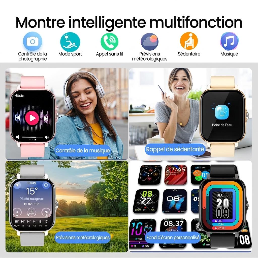 Montre connectée avec écran tactile 1,83" et suivi d'activité physique CXI-00006