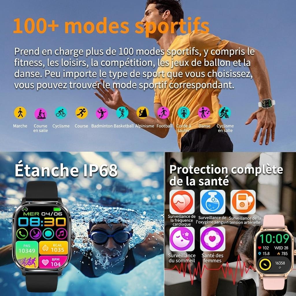 Montre connectée AMOLED 2,01" - Suivi d'activité et cadrans personnalisés CXI-00007