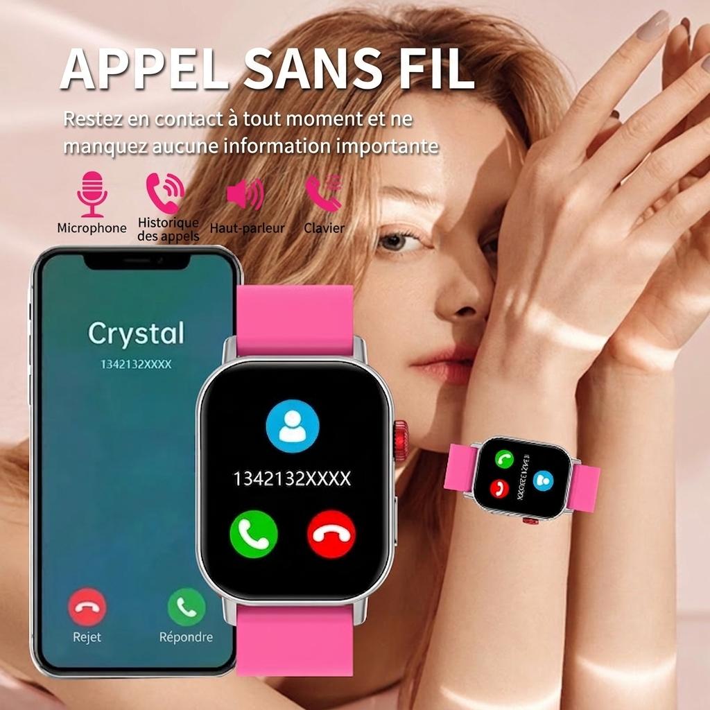 Montre connectée pour appels sans fil avec suivi d'activité et moniteur de fréquence cardiaque CXI-00008