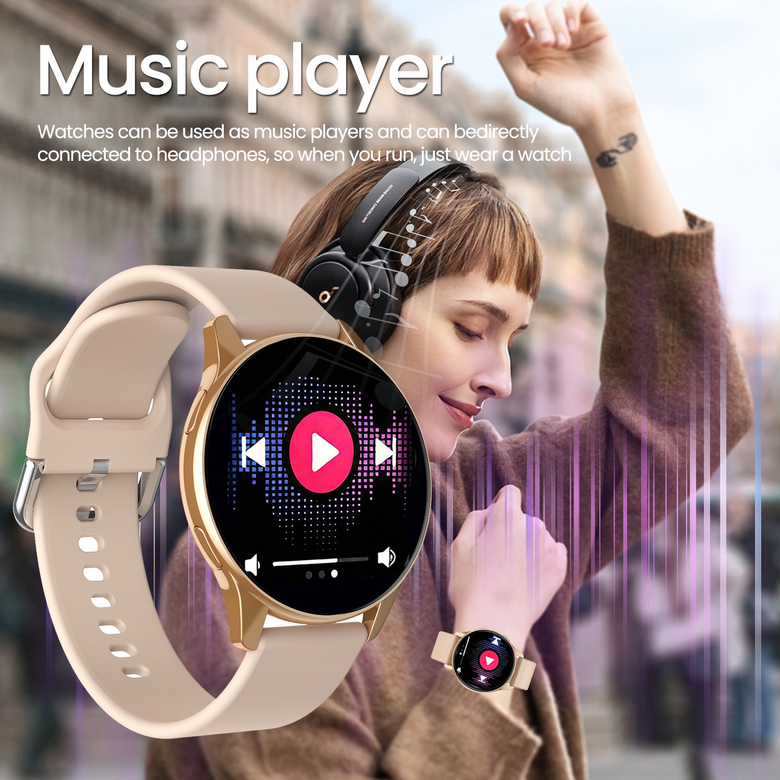 CT2 Smartwatch Fitness Tracker with Bluetooth Call & Music - Silicone Watch Band