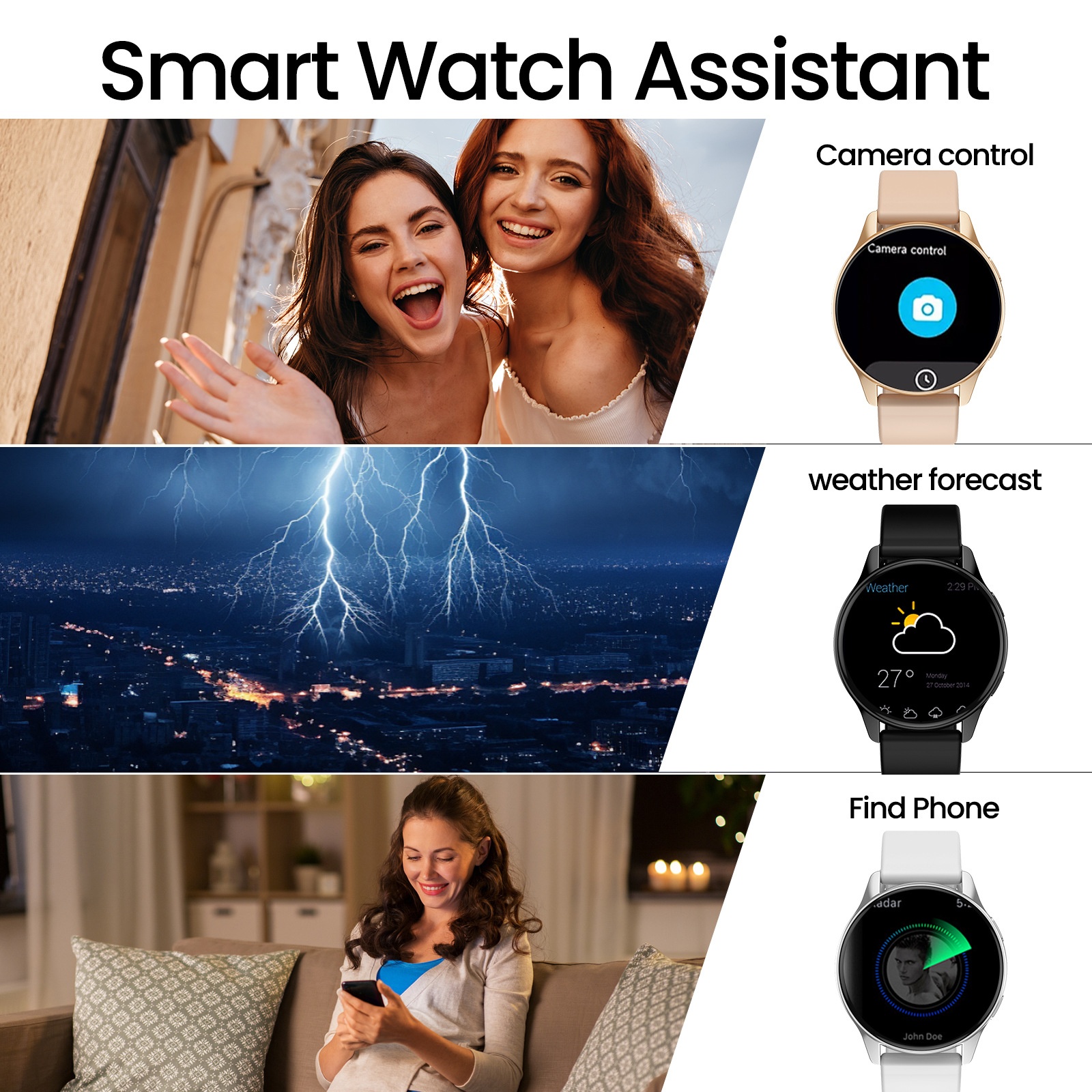 CT2 Smartwatch with Call & Music Player - Stainless Steel + Silicone Watch Band Set