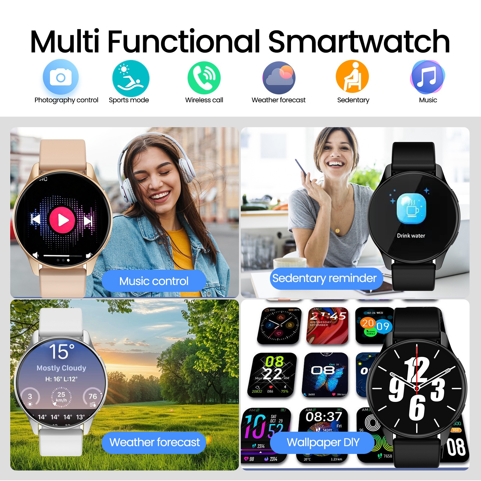 CT2 Smartwatch with Call & Music Player - Stainless Steel + Silicone Watch Band Set