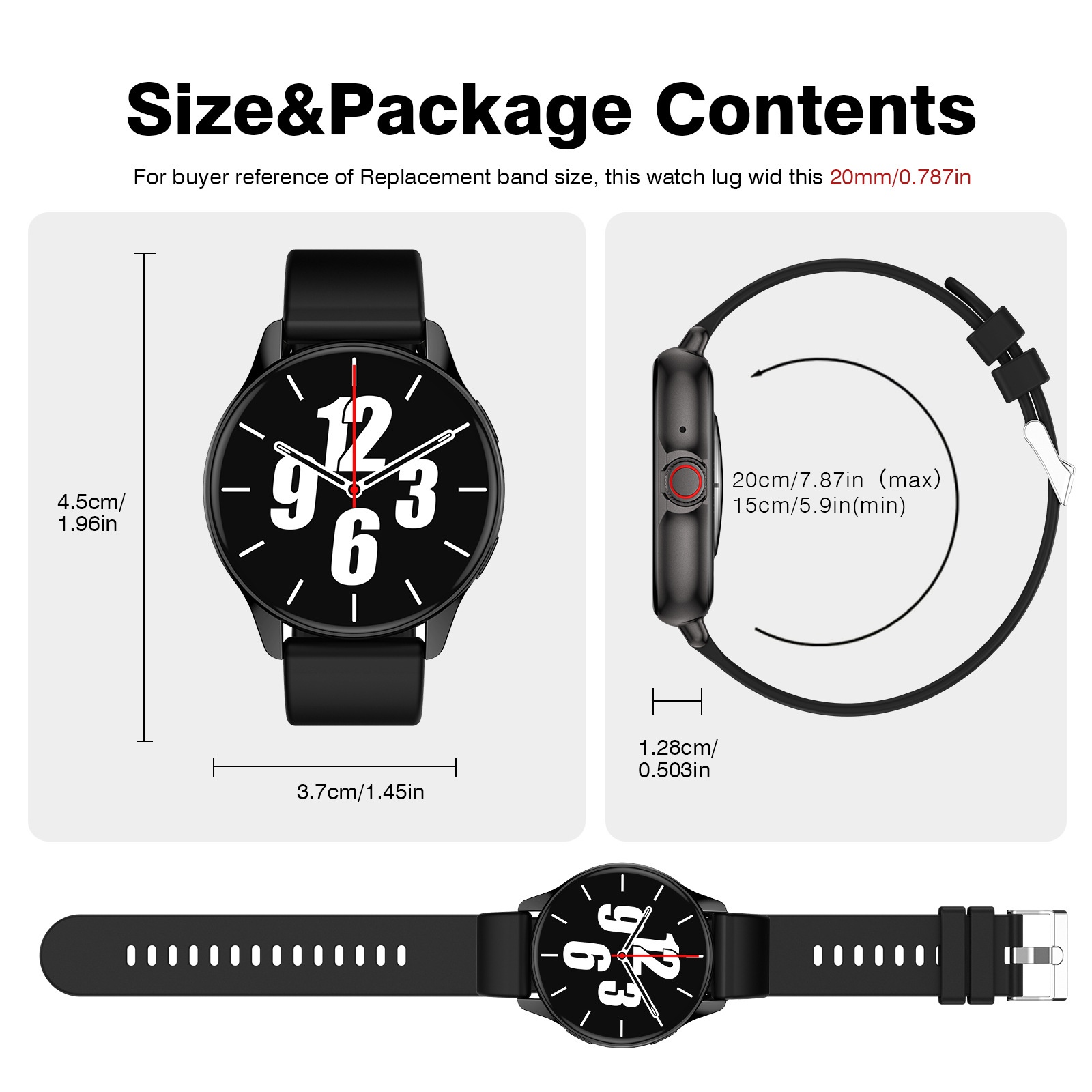 CT2 Smartwatch with Call & Music Player - Stainless Steel + Silicone Watch Band Set
