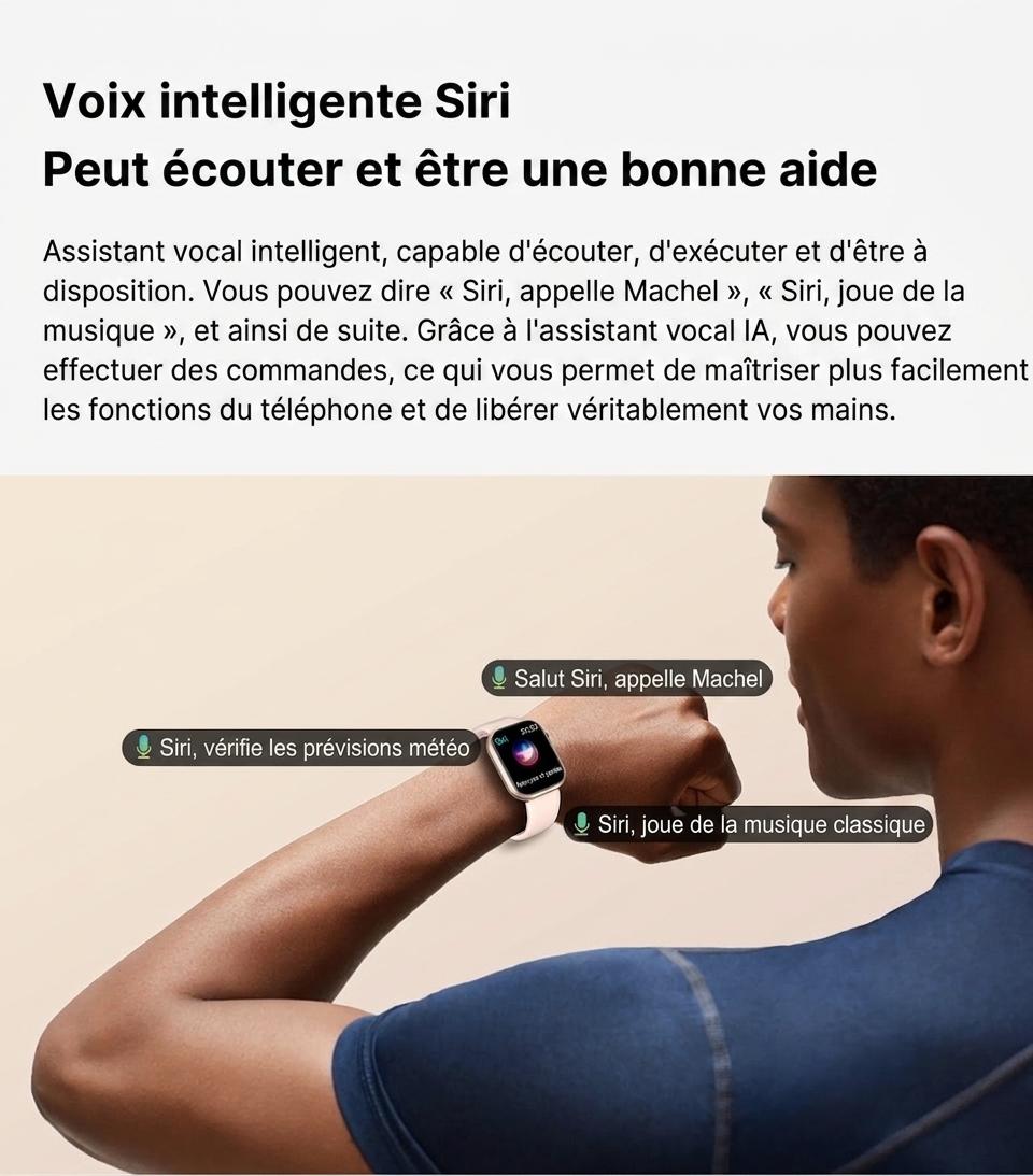 Montre connectée sport CT2 avec écran HD et suivi de santé - Bracelet en silicone