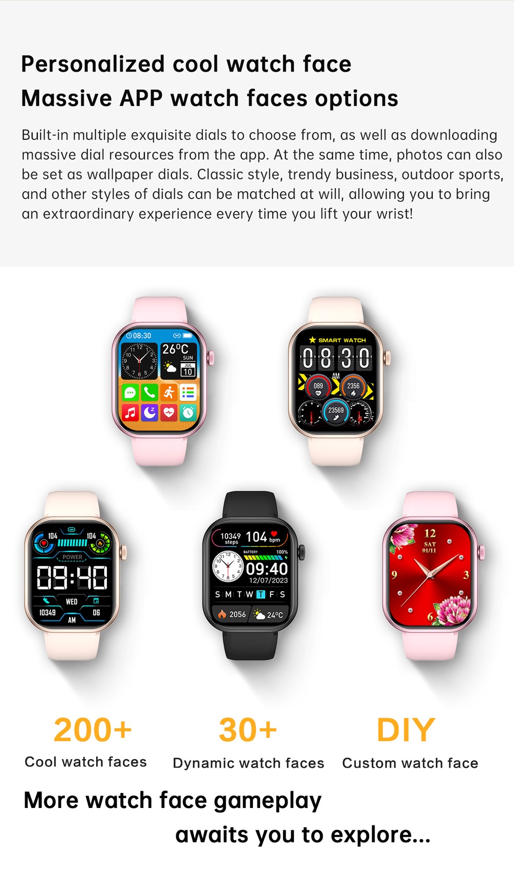 G26 Fashion Sports Smart Watch with HD Screen & Health Monitor - Stainless Steel + Silicone Watch Band Set