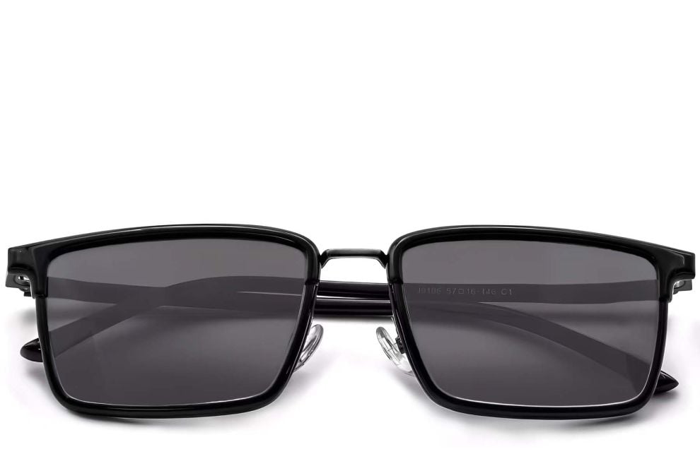 Rechteckige schwarze TR90-Sonnenbrille #BS0824-0056