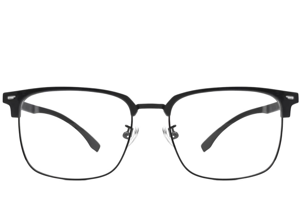 Gafas de metal negro semi al aire #BS1924-0038