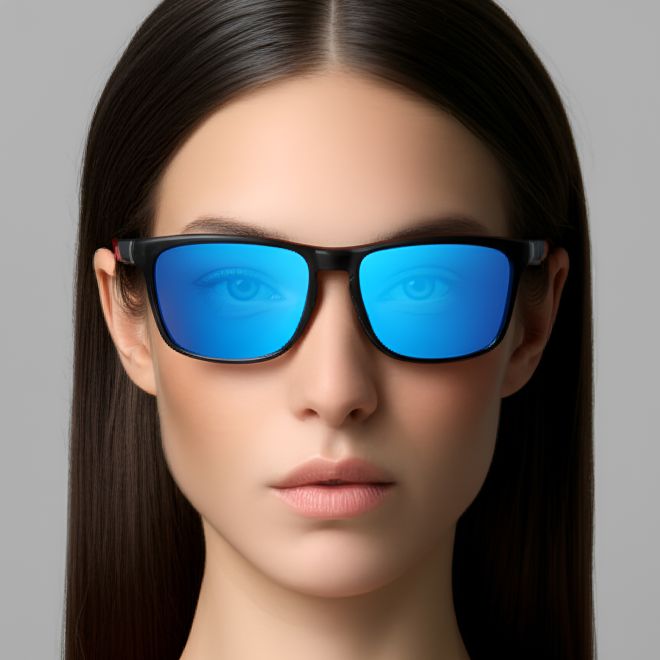 Rechteckige rote polarisierte TR90-Sonnenbrille #BS0205-0002