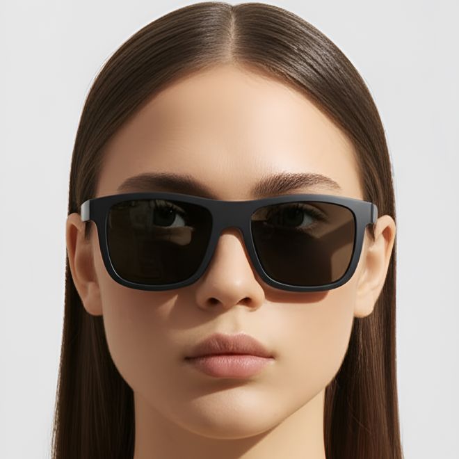 Rechteckige graue polarisierte TR90-Sonnenbrille #BS0205-0004