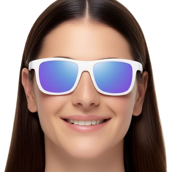 Rectangular White TR90 Polarized Sunglasses #BS0205-0005