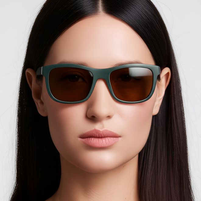 Rectangular Green TR90 Polarized Sunglasses #BS0205-0006