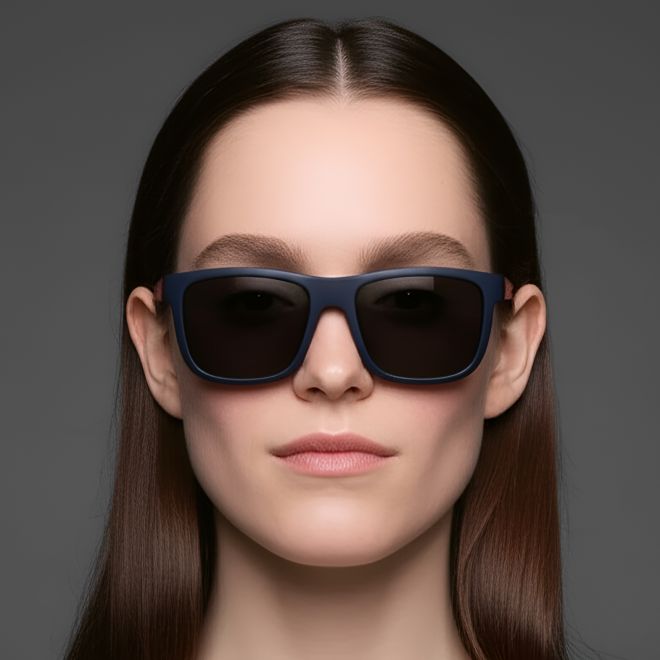 Lunettes de soleil polarisées rectangulaires bleues TR90 #BS0205-0007