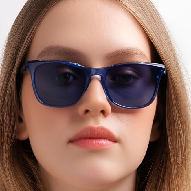 Rechteckige blaue polarisierte TR90-Sonnenbrille #BS0205-0011