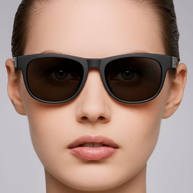 Rechteckige schwarze polarisierte TR90-Sonnenbrille #BS0205-0012