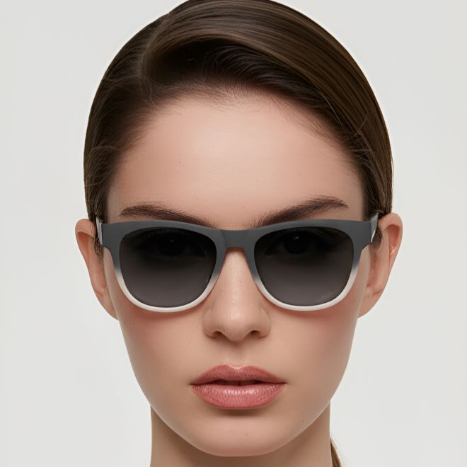 Rechteckige graue TR90 polarisierte Sonnenbrille #BS0205-0013