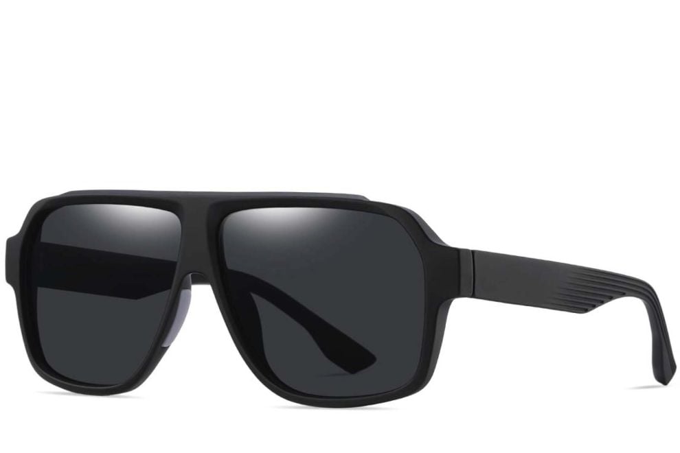 Aviator Black TR90 Polarized Sunglasses #BS0205-0017