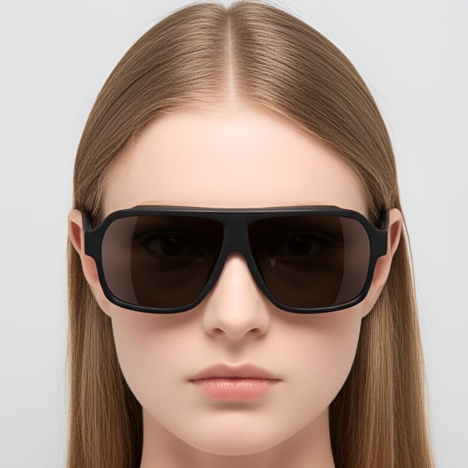 Aviator Black TR90 Polarized Sunglasses #BS0205-0017