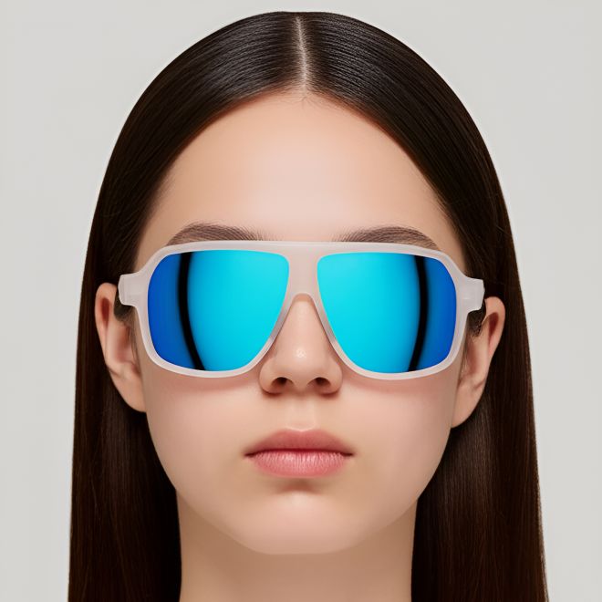 Polarisierte Pilotensonnenbrille TR90 in Weiß #BS0205-0020