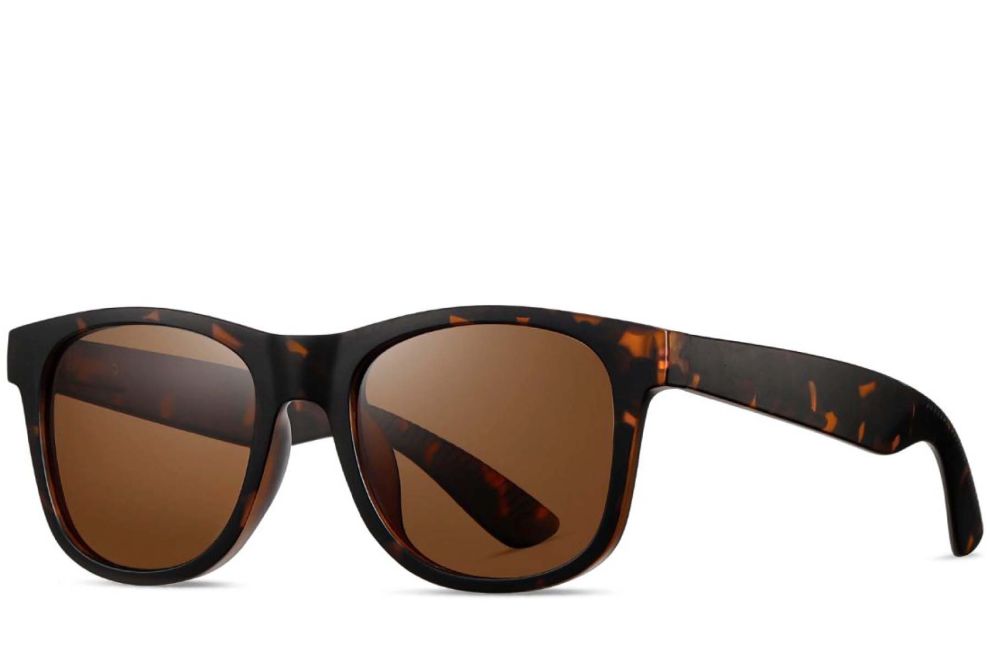 Rechteckige polarisierte Sonnenbrille aus Schildpatt-Kunststoff #BS0205-0026
