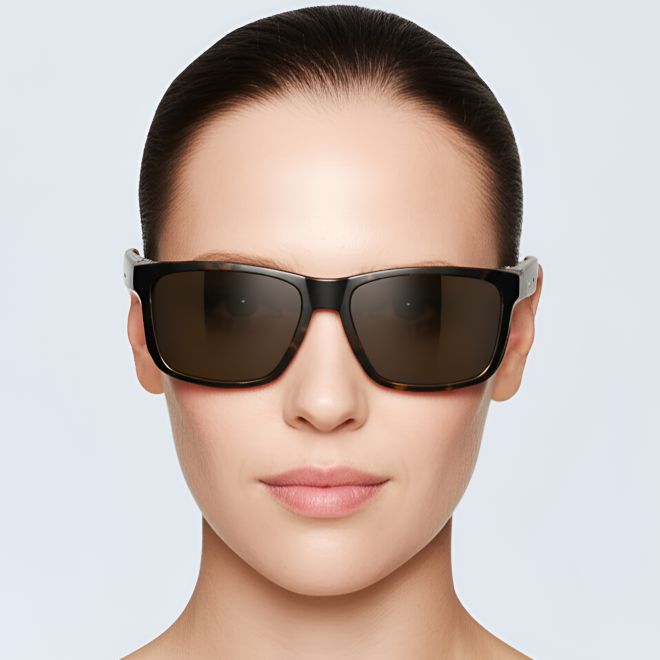 Lunettes de soleil polarisées rectangulaires en plastique écaille de tortue #BS0205-0031