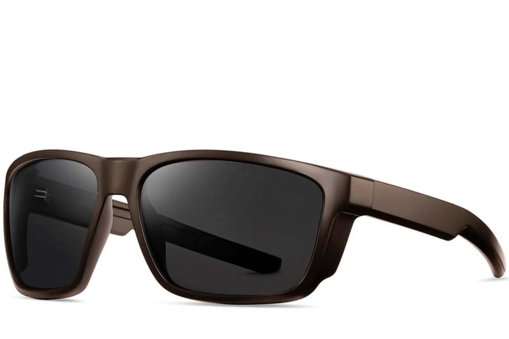 Rectangular Brown Plastic Polarized Sunglasses #BS0205-0034