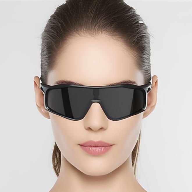 Halbrandlose schwarze TR90 polarisierte Sonnenbrille #BS0205-0035