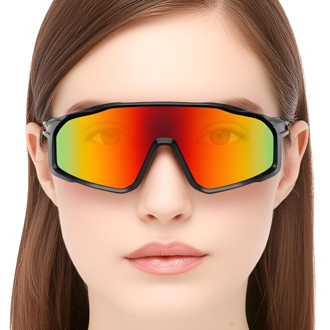 Halbrandlose orangefarbene polarisierte TR90-Sonnenbrille #BS0205-0037