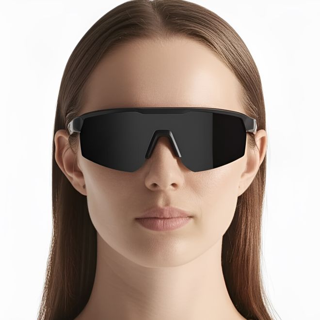 Lunettes de soleil polarisées TR90 noires semi-cerclées #BS0205-0041