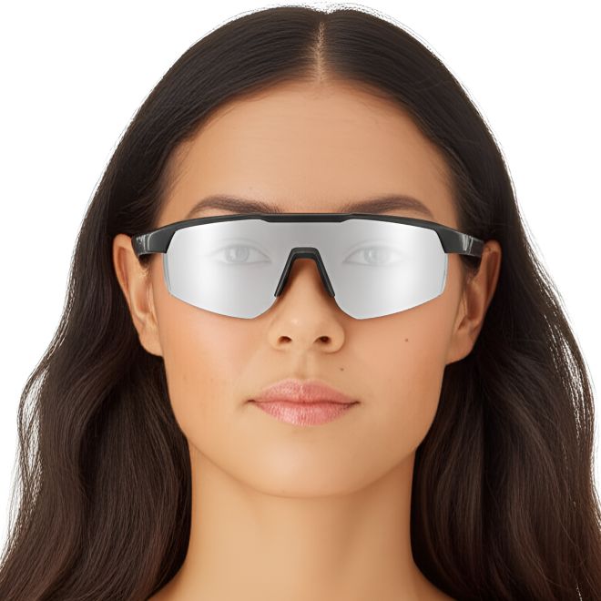 Lunettes de soleil polarisées TR90 argentées semi-cerclées #BS0205-0043