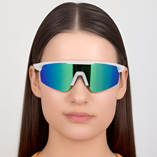 Halbrandlose grüne TR90 polarisierte Sonnenbrille #BS0205-0046