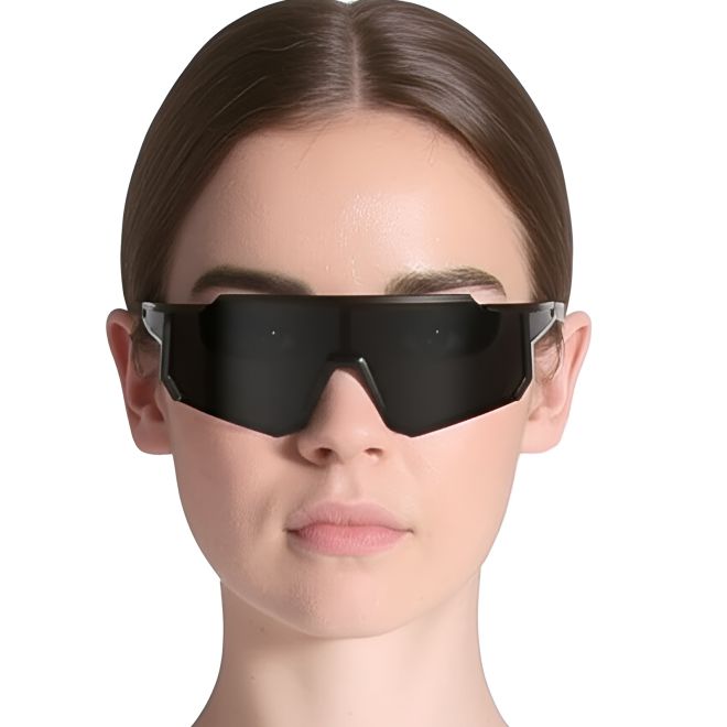 Unregelmäßige polarisierte Sonnenbrille aus schwarzem Kunststoff #BS0205-0047