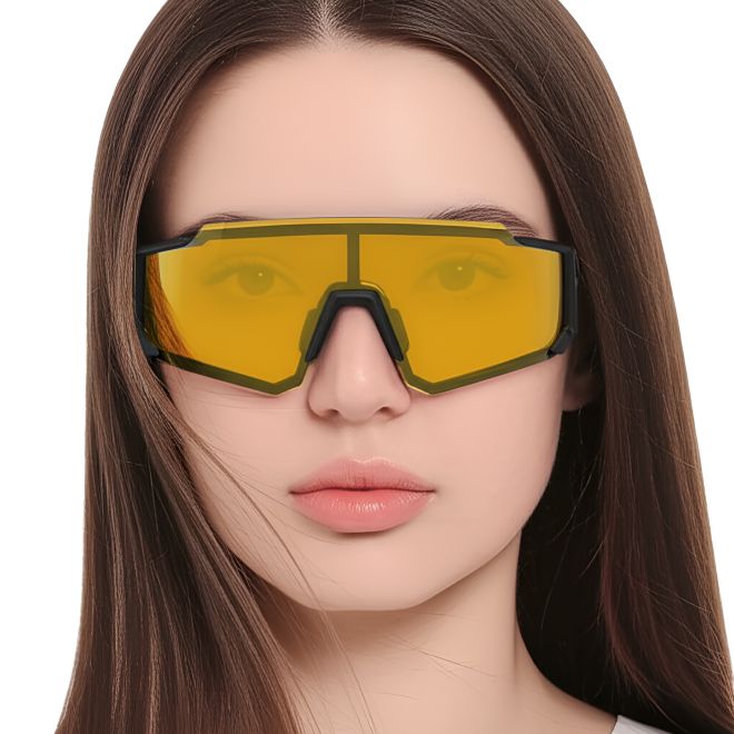 Unregelmäßige gelbe polarisierte Kunststoff-Sonnenbrille #BS0205-0049