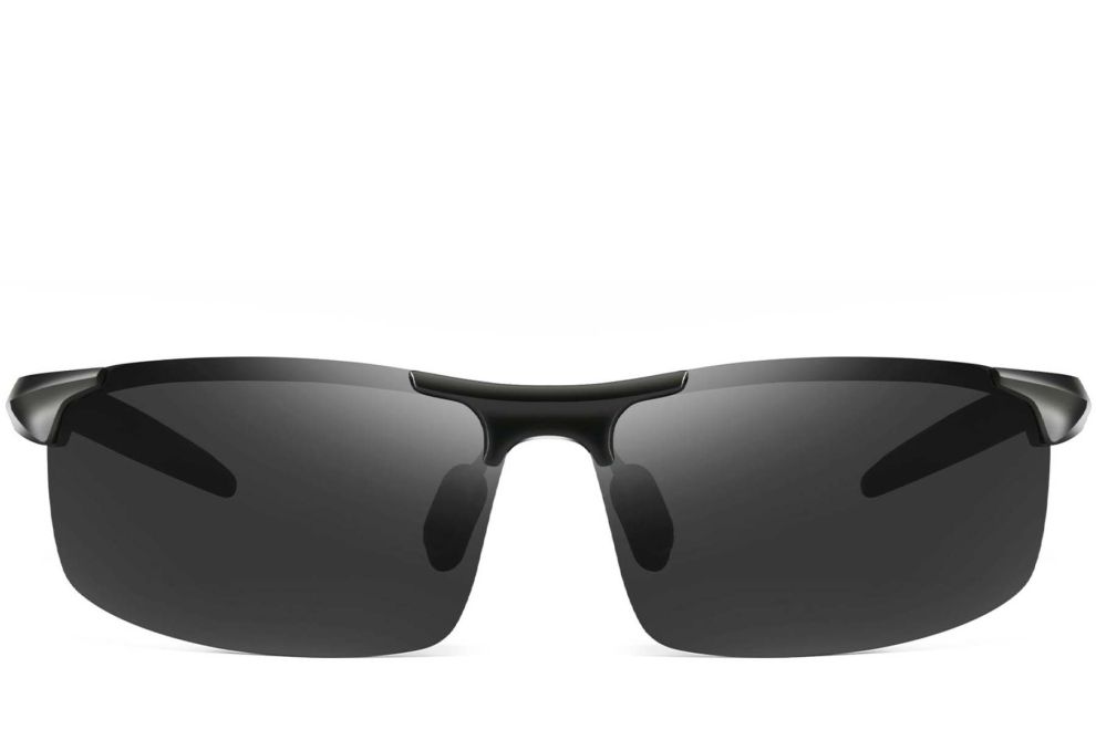 Gafas de sol polarizadas de aluminio negro semi al aire #BS0205-0051