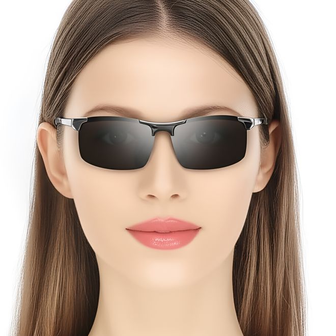Gafas de sol polarizadas de aluminio negro semi al aire #BS0205-0051