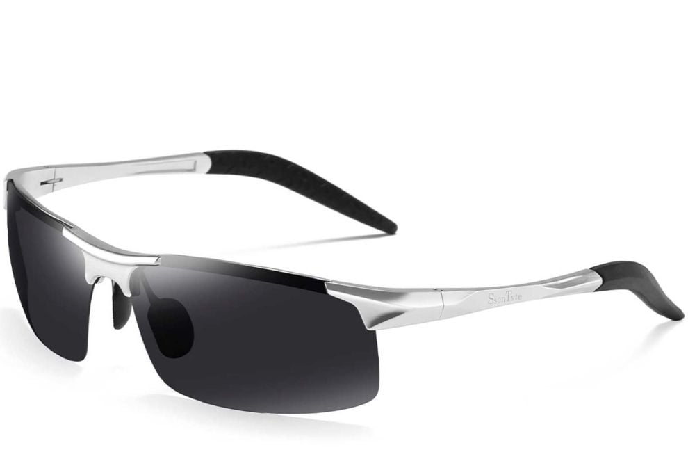 Semi-rimless Silver Aluminium Polarized Sunglasses #BS0205-0052