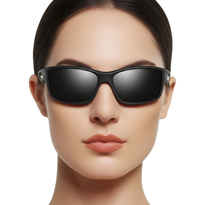 Rectangular Black TR90 Polarized Sunglasses #BS0205-0055