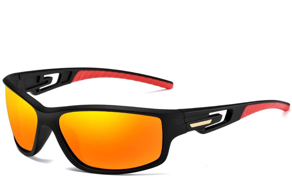 Rechteckige orangefarbene polarisierte TR90-Sonnenbrille #BS0205-0058