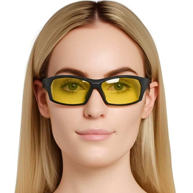 Rechteckige gelbe polarisierte TR90-Sonnenbrille #BS0205-0061