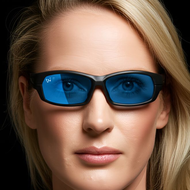 Lunettes de soleil polarisées rectangulaires bleues TR90 #BS0205-0062