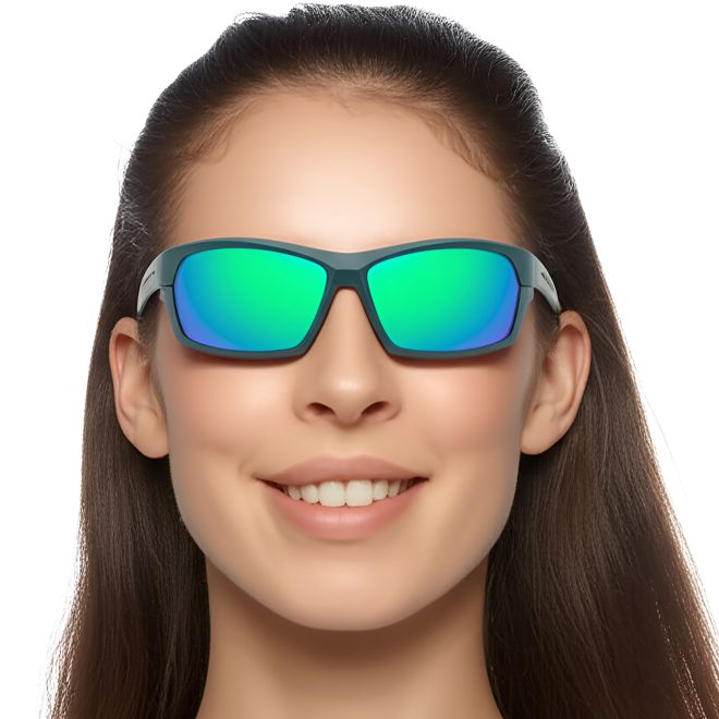 Rechteckige grüne polarisierte TR90-Sonnenbrille #BS0205-0063