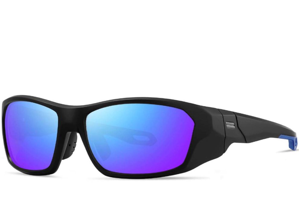 Lunettes de soleil polarisées rectangulaires violettes TR90 #BS0205-0066